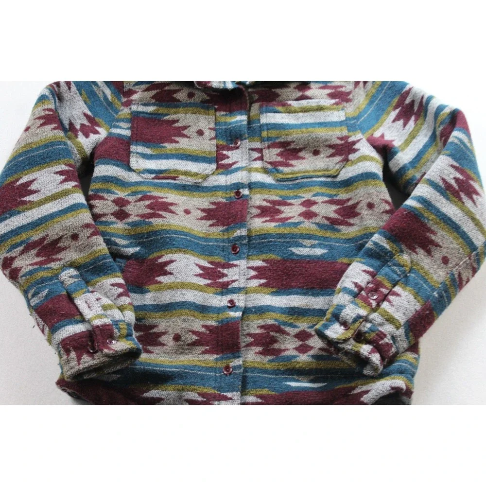Mountain and Isles Men Blue Sweater Aztec Long Sleeve Collared Heavy Size Small